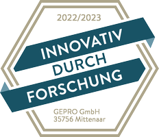 Gepro GmbH erhält das Forschungssiegel 
 "Innovativ durch Forschung" 
 des Stifterverbands 
 Bildung.Wissenschaft.Innovation Siegel "Innovativ durch Forschung"